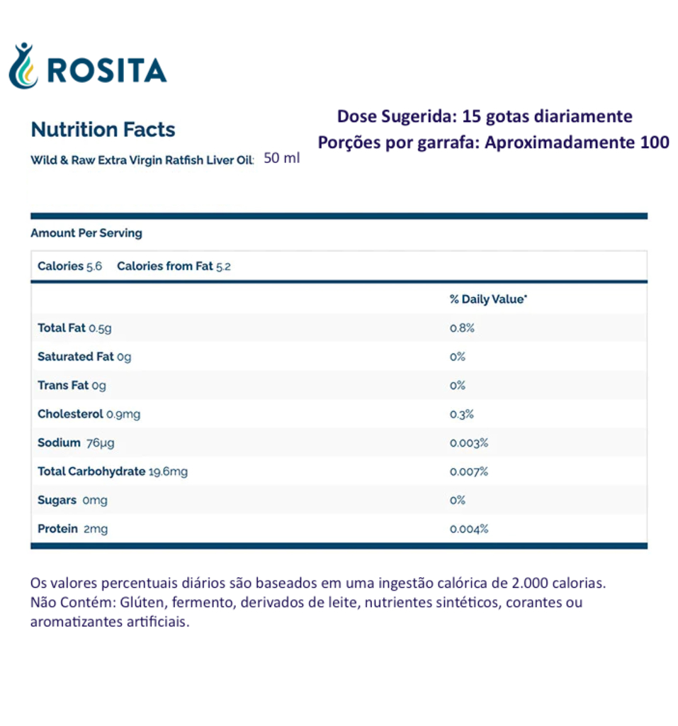 Rosita Extra Virgin Ratfish Liver Oil, Suplemento Alimentar Premium Gourmet, Puro Óleo de Fígado Extra Virgem de Ratfish, Impulsionador da Glândula Pineal, Made in Noruega en internet