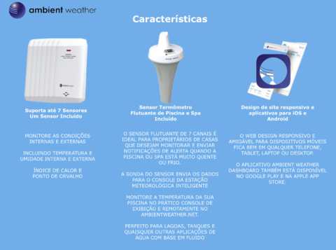 Ambient Weather Estação Meteorológica WiFi Controle Remoto para Piscinas e SPA com Termômetro Flutuante + Higrômetro Sem Fio Externo/Interno Compatível com Alexa - buy online