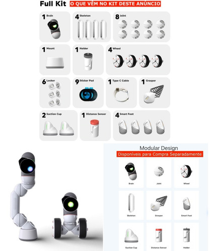 Clicbot Robô Modular Full Kit | Para se Divertir e Aprender Codificação | Programa Educacional STEM | APP Programável | Aulas Semanais Ao Vivo | Idade de + 8 anos e Adultos | Premiado o Melhor do Mundo en internet