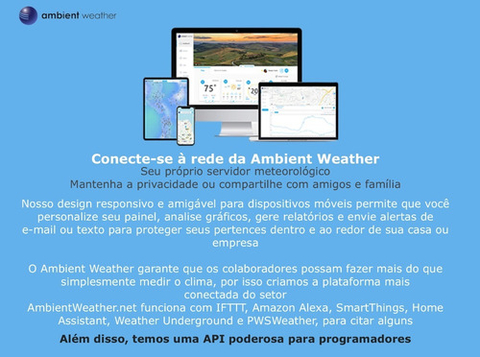 Ambient Weather WS-5000 Estação Metereológica Ultrassônica WiFi Alcance de 300 metros Compatível com Alexa e Google Internet Conectada en internet