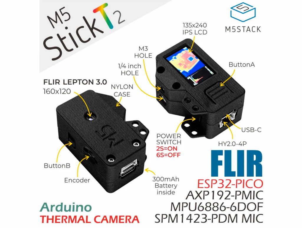 M5STACK M5StickT2 ESP32 Thermal Camera Development Kit (Lepton 3.0) , K016-T2 - Loja do Jangão - InterBros