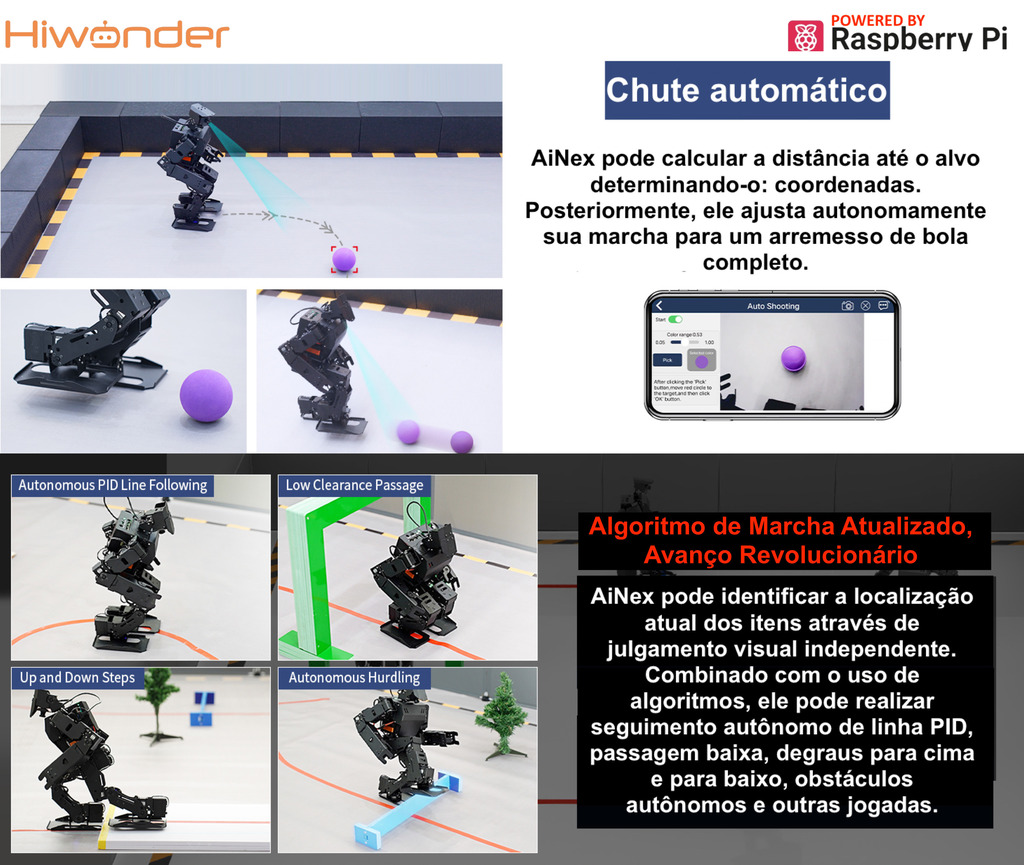 Hiwonder AiNex ROS Education AI Vision Humanoid Robot Powered by Raspberry Pi 4B , Developer Kit Humanóide Algoritmo de Cinemática Inversa , Desenvolvido para Aprendizado e Ensino , Idade: 15+ na internet