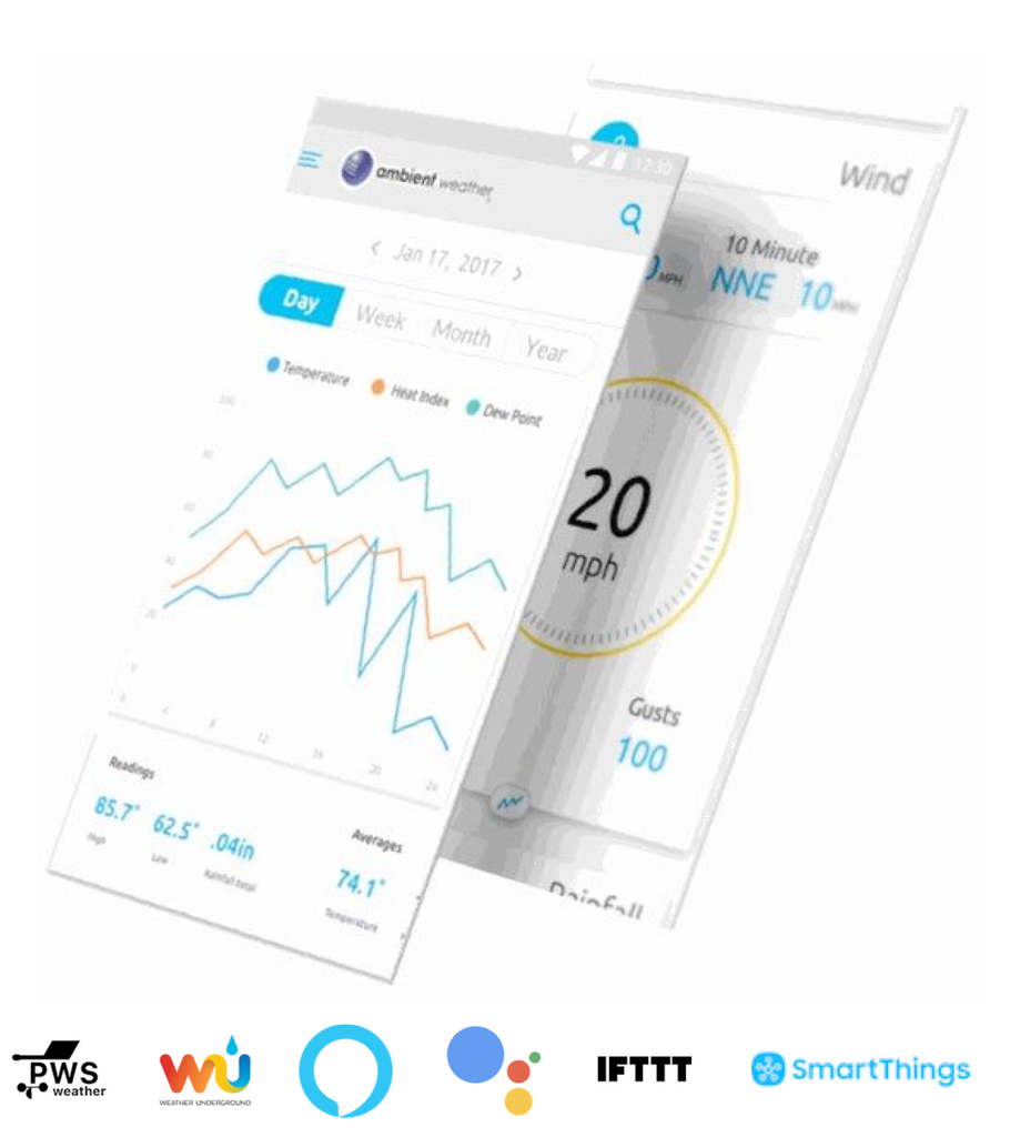 Imagen de Ambient Weather WS-5000 Estação Metereológica Ultrassônica WiFi Alcance de 300 metros Compatível com Alexa e Google Internet Conectada