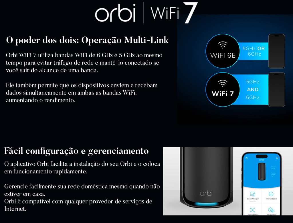 NETGEAR Orbi 970 Series Quad-Band WiFi 7 Mesh Network System RBE973S, 10 Gig Internet Port, BE27000 , 930m² - Loja do Jangão - InterBros