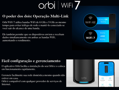 NETGEAR Orbi 970 Series Quad-Band WiFi 7 Mesh Network System RBE972S, 10 Gig Internet Port, BE27000 , 610m² - Loja do Jangão - InterBros