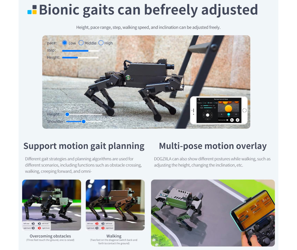 Imagen de Yahboom 12DOF ROS2 Robot Dog DOGZILLA S2 , AI Vision, Support Lidar Mapping Navigation for Raspberry Pi 4B(Ubuntu 20.04+ROS2)