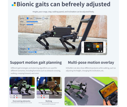 Image of Yahboom 12DOF ROS2 Robot Dog DOGZILLA S2 , AI Vision, Support Lidar Mapping Navigation for Raspberry Pi 4B(Ubuntu 20.04+ROS2)