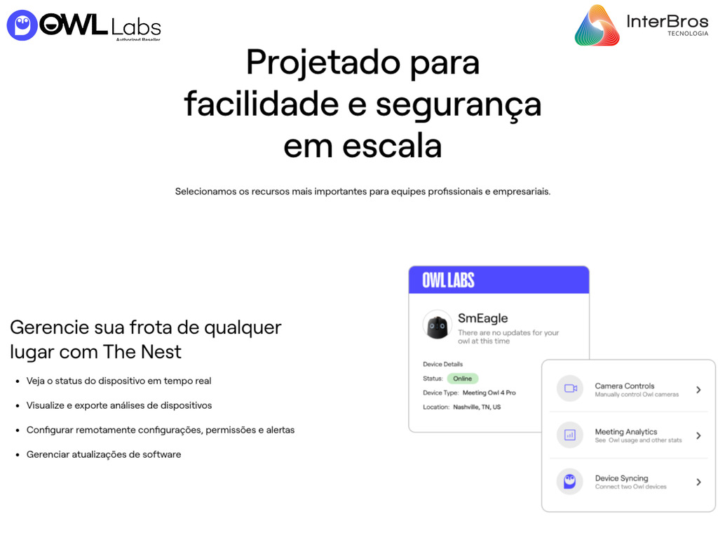 Owl Labs Meeting Owl 4+ 4K Ultra HD 360º, Câmera de Videoconferência I.A. , Silent Switching , recurso The Nest , Áudio Surround 360º - tienda online