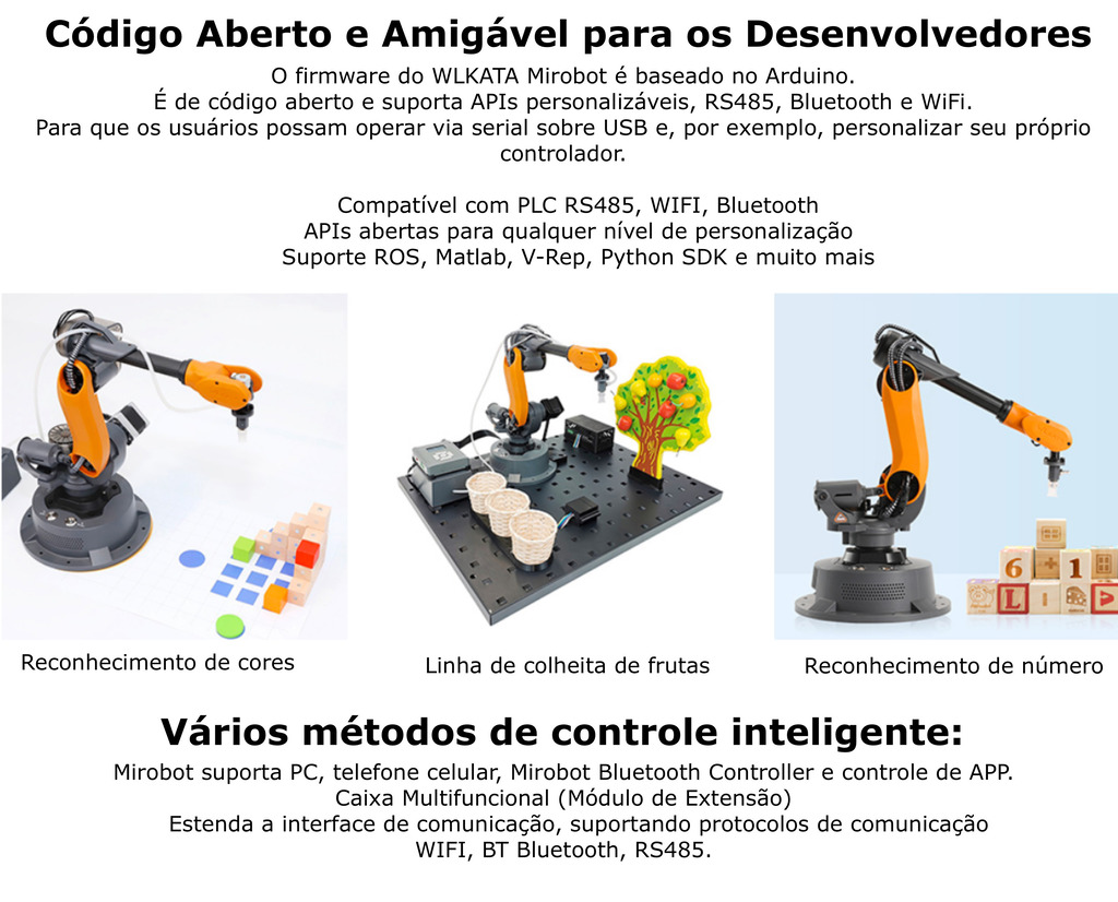 Imagem do Wlkata Mirobot Professional Kit , 6 Axis Robotic Arm Open Source Dev Kit, Simulação de Fábrica 4.0 Inteligente & Educação AIoT , +5 anos , New , Upgraded