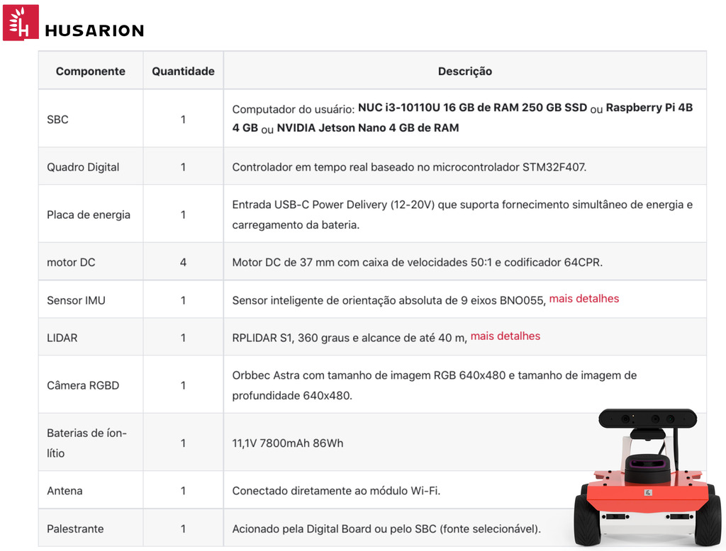 Husarion ROSbot 2R Autonomous, Open Source Robot Platform - loja online