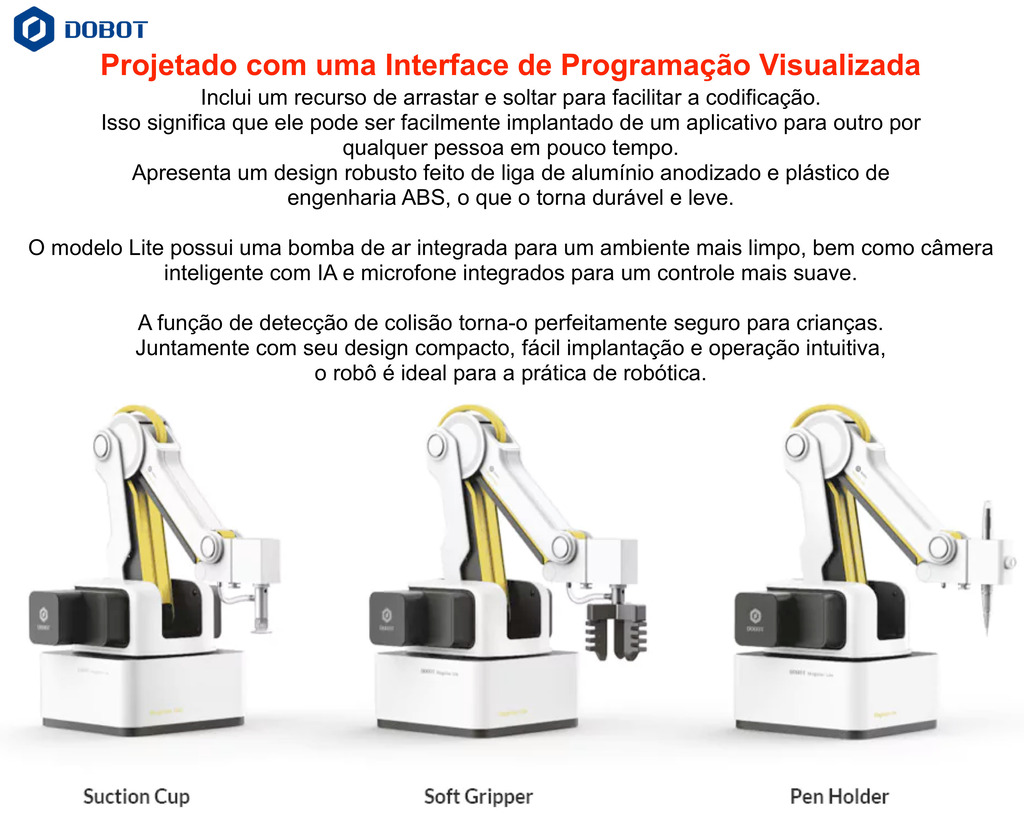 Dobot Magician Lite Robotic Arm , Stem Education , Braço Robótico Educacional , +8 anos on internet