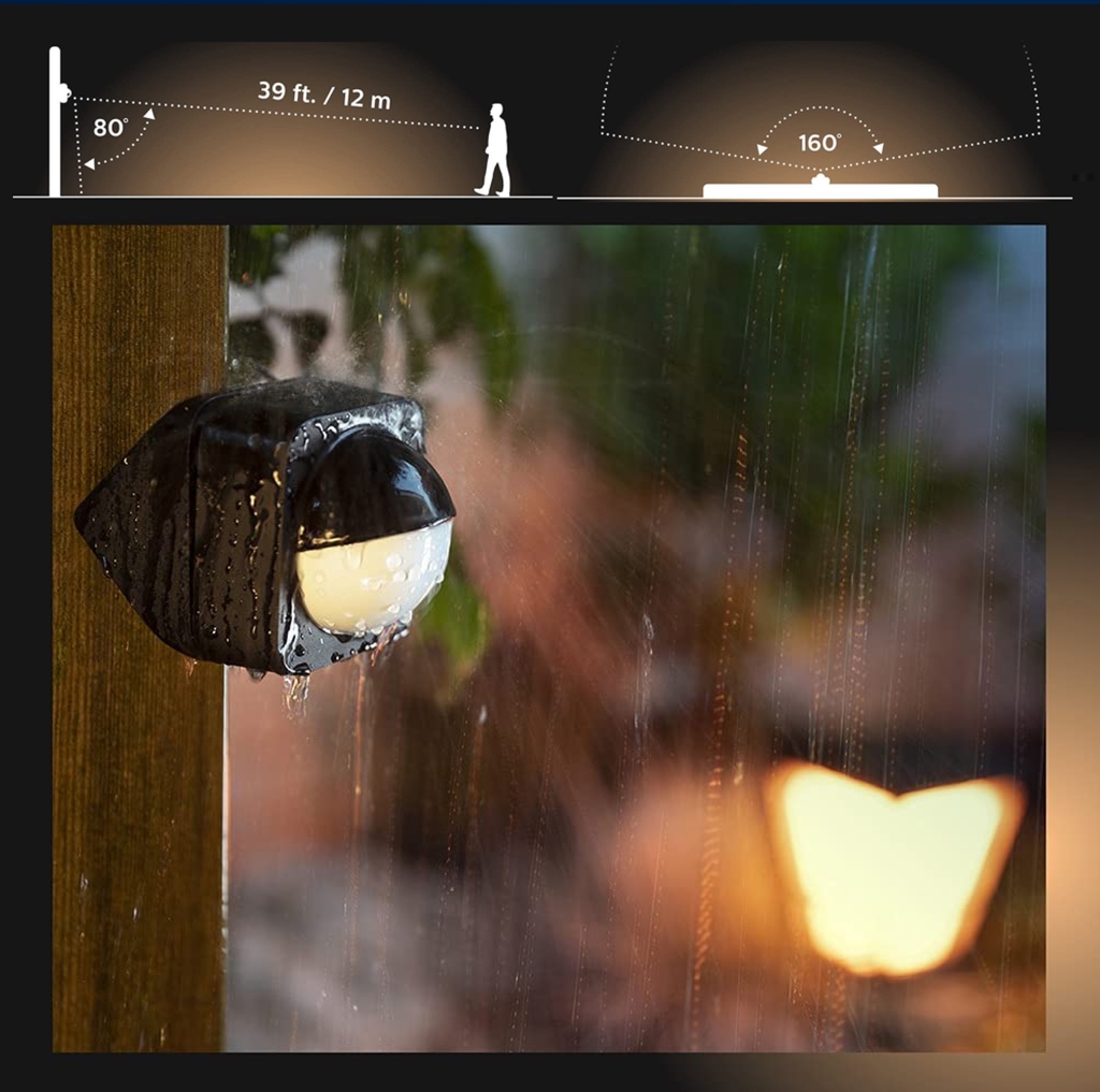 Philips Hue Discover Outdoor Floodlight + Hue Dusk-to-Dawn Sensor de Movimento Outdoor l Luminária de Parede l Projetor de Segurança l Poderoso Fluxo Luminoso 2.300 lumen l LED Integrado l Compatível com a Alexa, Apple Homekit & Google Assistant | Requer Hue Bridge na internet