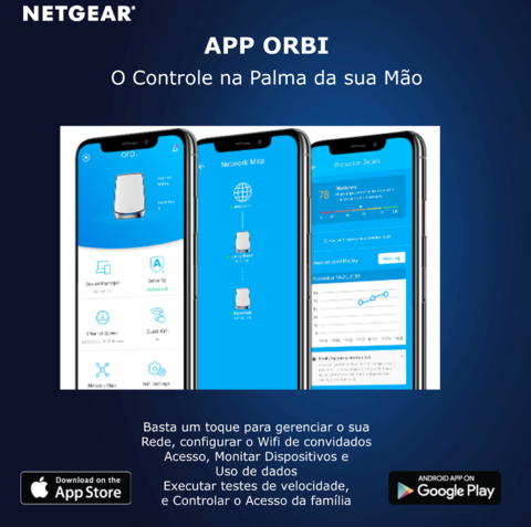 Netgear Orbi RBK754 AX4200 Tri-Band Mesh Wi-fi6 Cobertura de até 930 m² | Suporta até 40 Dispositivos | Velocidades de Até 4,2 Gbps - loja online