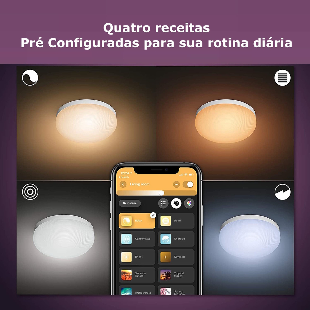 Imagem do Philips Hue White & Color Ambiance Flourish Ceiling Light l 2ª Geração l Luminária de Teto Inteligente Plafon l Bluetooth e WiFi l Alto Fluxo Luminoso 2.250 lumen l LED Integrado l Compatível com Alexa, Apple Homekit & Google Assistant | Funciona com Bluetooth e/ou com a Hue Bridge