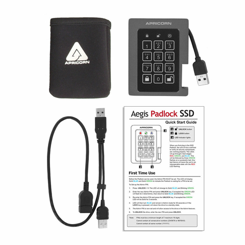 Apricorn Aegis 4 TB Padlock | SSD Portátil | USB 3.0 Robusto | Aegis Padlock FIPS 140-2 256-Bits | Criptografia de Grau Militar - Loja do Jangão - InterBros