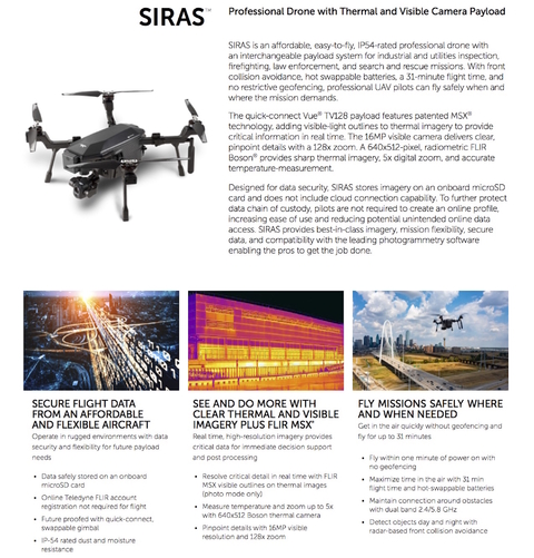Teledyne FLIR SIRAS Drone - Professional Drone With Thermal and Visible  Camera Payload