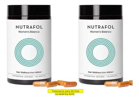 Nutrafol Women Balance Suplemento Capilar | 100% Natural | Para Cabelos Mais Grossos e Fortes | Durante a Peri e Pós-Menopausa | Kit2 | 240 cápsulas