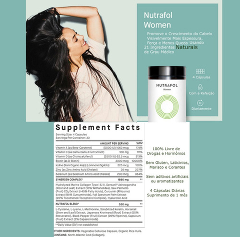 Nutrafol Women Suplemento Capilar | Clinicamente comprovado | 100% Natural | Mulheres de Todas as Idades(+18 anos) e Estágios | 120 Cápsulas | Tratamento de 1 Mês na internet