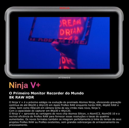 Atomos Ninja V+ 5.2 8K HDMI H.265 Raw Recording Monitor - comprar online