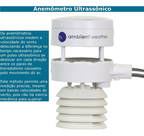 Image of Ambient Weather WS-5000 Estação Metereológica Ultrassônica WiFi Alcance de 300 metros Compatível com Alexa e Google Internet Conectada