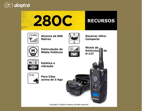 Dogtra 280C Expansível para 2 Cães | Cães Acima de 4,5 Kgs | Sistema de Estímulo Médio| Sistema com Colar Ergonômico de Treinamento Remoto | Alcance de até 800 metros | A Prova D' Água na internet