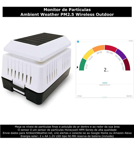 Ambient Weather Estação Metereológica Ultrassônica Professional WiFi | Detector de Raios e Tempestades | Sensor de Qualidade Do Ar | Compatível com Alexa e Google | Internet Conectada na internet