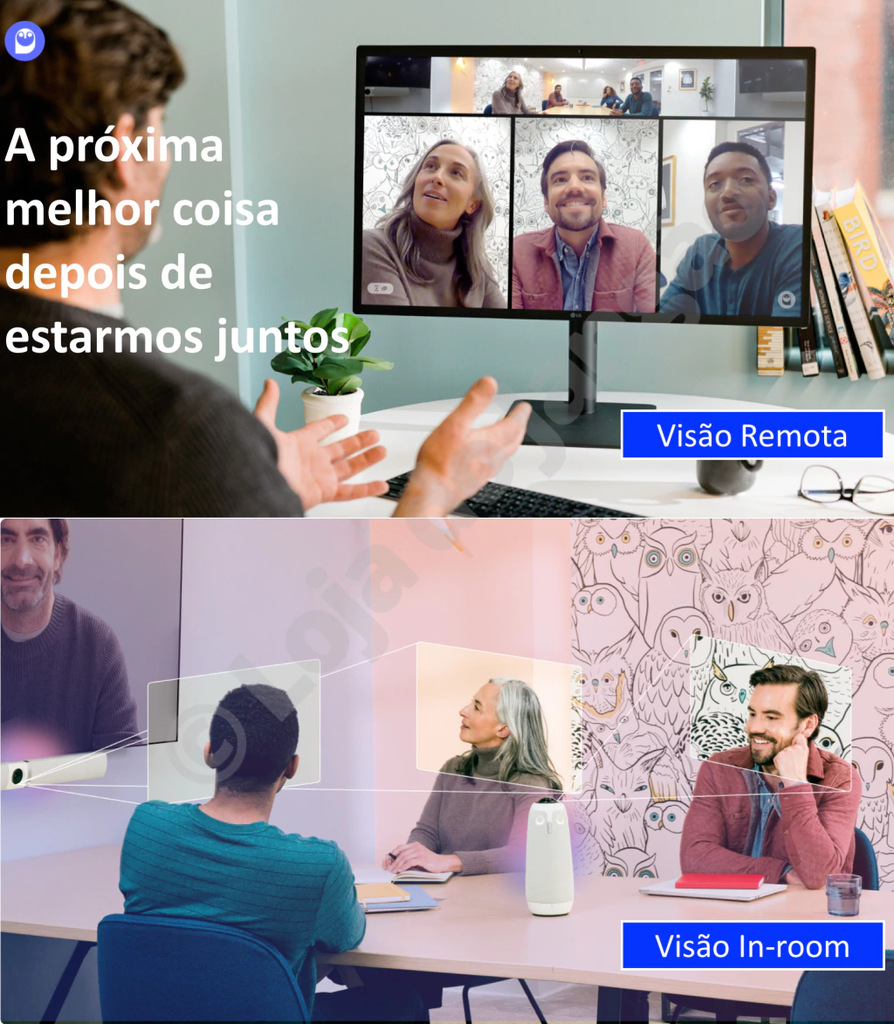 Owl Labs Meeting Owl 3 360° 1080p + OWL BAR 4K Frontal + Expansion Mic , Sistema Multi-Câmera de Videoconferência Inteligente