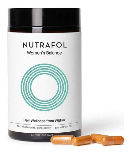 Nutrafol Women Balance Suplemento Capilar | 100% Natural | Para Cabelos Mais Grossos e Fortes | Durante a Peri e Pós-Menopausa | 120 Cápsulas | Tratamento de 1 Mês