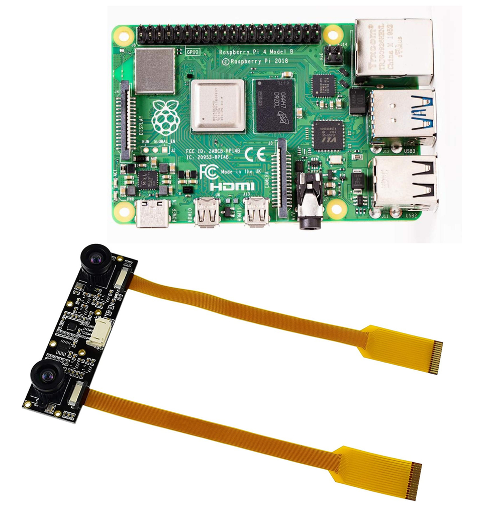 Raspberry Pi 4 Computer Model B 4GB RAM + Waveshare Binocular Camera Depth Stereo Module 8MP - buy online