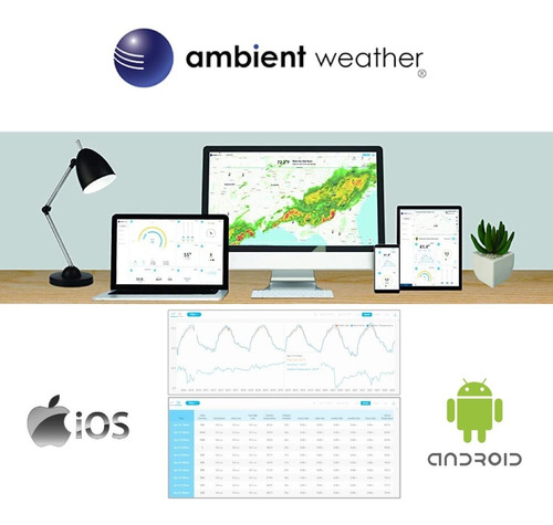 Ambient Weather Estação Metereológica Ultrassônica Professional WiFi | Detector de Raios e Tempestades | Sensor de Qualidade Do Ar | Compatível com Alexa e Google | Internet Conectada en internet