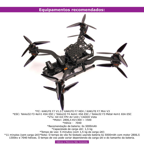 Holybro Kopis Cinematic X8 Frame Kit FPV Racing Drone , Estrutura Totalmente em Fibra de Carbono , 30088 - Loja do Jangão - InterBros