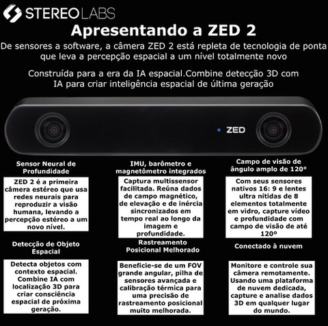 Stereolabs ZED 2 Stereo 3D Camera | + Extensão de Cabo de 5 mts na internet