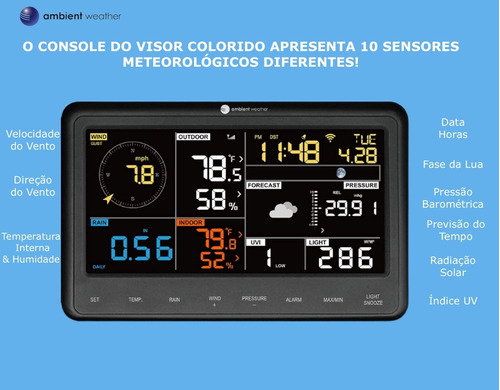 Ambient Weather WS-2902C Estação Metereológica WiFi + Sensor Detector de Raios e Tempestades + Sensor Flutuante de Piscina & Spa, Compatível com Alexa e Google - tienda online