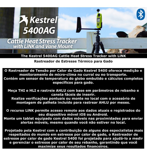 Kestrel 5400AG Rastreador Estresse Térmico Bluetooth Pecuária Gado - Loja do Jangão - InterBros