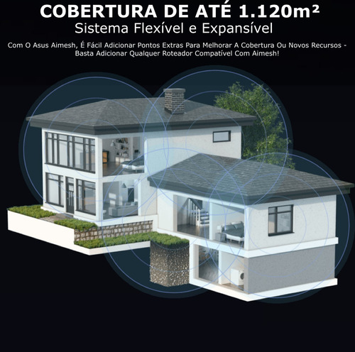 Asus Zenwifi 6E PRO ET12 AiMesh KIT4 | AXE11000 | Tri-Band | Sinal WiFi de 360º | Dual 2.5G Ports | Cobertura de 1.120m² & 12+ Rooms | Incluída Segurança de Internet Vitalícia - loja online