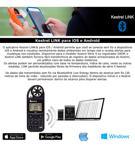Kestrel 5000 Estação Meteorológica Portátil Bluetooth + Tripé + Cata-Vento + Cabo USB | Environmental Meter | Laboratório | Pesquisa - Loja do Jangão - InterBros