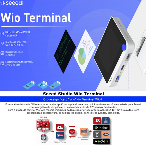 Wio Terminal ATSAMD51 Core with Realtek RTL8720DN | Raspberry Pi | Arduino | TinyML |Terminal Python Microcontrolador Sem Fio | Bluetooth & Wi-Fi - comprar online