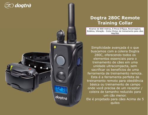 Dogtra 280C Expansível para 2 Cães | Cães Acima de 4,5 Kgs | Sistema de Estímulo Médio| Sistema com Colar Ergonômico de Treinamento Remoto | Alcance de até 800 metros | A Prova D' Água - comprar online