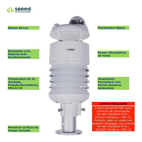 SenseCAP ONE S500 5-in-1 Compact Weather Sensor , Estação Metereológica Compacta , Protocolo RS 485 , Protocolo Lorawan , 101990693 - comprar online