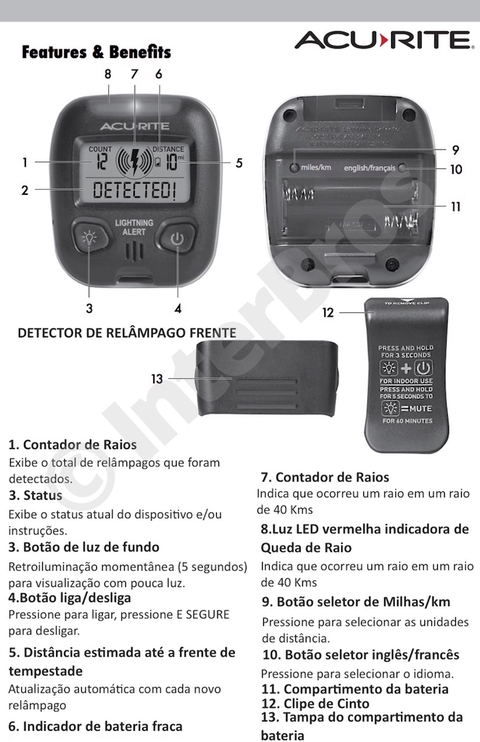 AcuRite 02020 Detector Raios Portátil De Bolso kit15 - tienda online