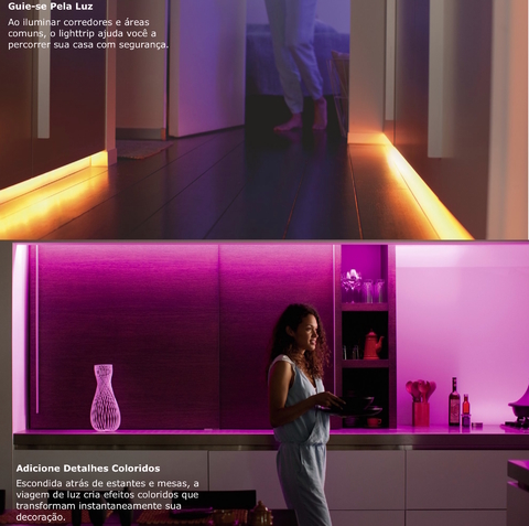 Nova Philips Hue Ambiance Gradient Lightstrip l Nova Fita de LED Inteligente l Extensão de 1 metro l WiFi e Bluetooth l Mais Brilhante 1.800 lumen l Blindada com Capa de Silicone l Compatível com Alexa, Apple Homekit & Google Assistant | Requer um Kit Base - loja online