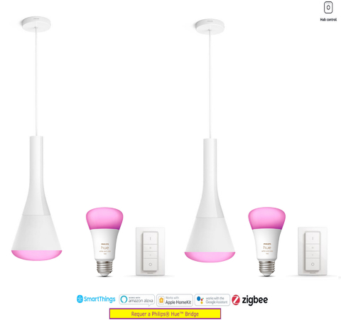 Philips Hue White and Color Ambiance Explore l Smart Energised Pendant l Luminária LED Pendente Inteligente l Poderoso Fluxo Luminoso de até 3.300 lumen l Copas, Cozinhas, Sala de Jantar, Escritório, Cabeceira l Compatível com Alexa, Apple Homekit & Google Assistant l Requer Hue Bridge na internet