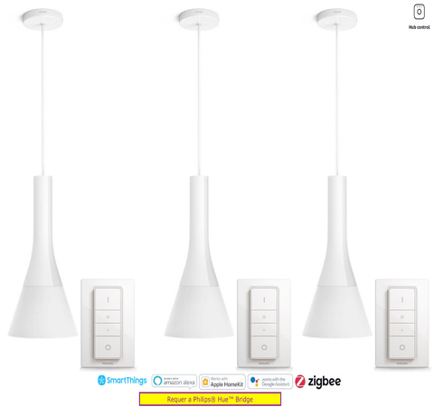 Philips Hue White Ambiance Explore l Smart LED Pendant l Luminária Inteligente Pendente l Alto Fluxo Luminoso de até 2.400 lumen l Copas, Cozinhas, Sala de Jantar, Escritório, Cabeceira l Compatível com Alexa, Apple Homekit & Google Assistant l Requer Hue Bridge - Loja do Jangão - InterBros