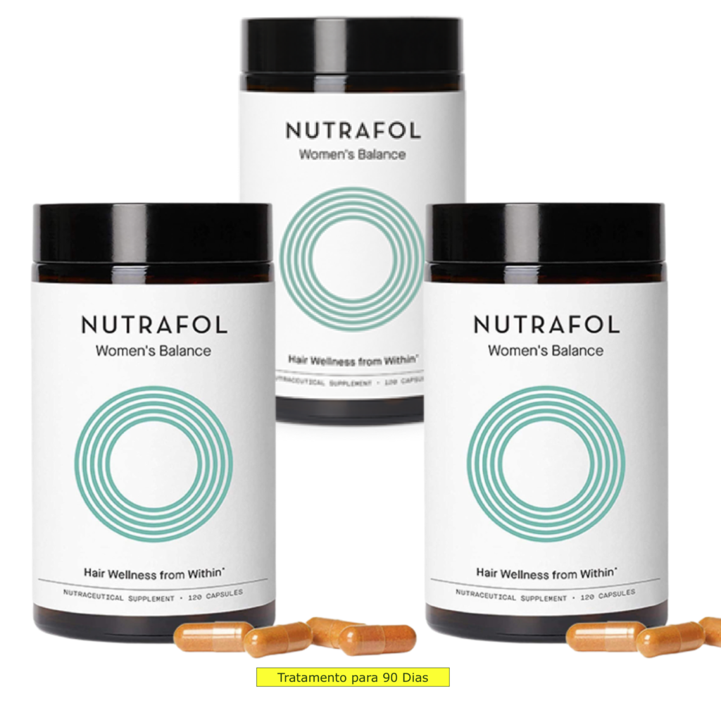 Nutrafol Women Balance Suplemento Capilar | 100% Natural | Para Cabelos Mais Grossos e Fortes | Durante a Peri e Pós-Menopausa | Kit3 | 360 cápsulas | Tratamento de 3 Meses