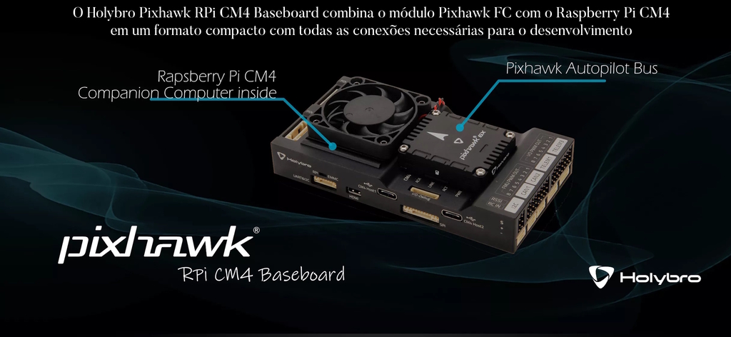 Holybro Pixhawk RPi CM4 Baseboard + Módulo de Potência PM03D l Autopilot Pixhawk 6X l Raspberry Pi CM4 (CM4008032) l Controlador de Voo pra Drones l 20188 - comprar online