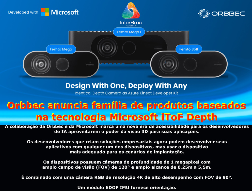 Orbbec Femto Mega I ToF Camera , NVIDIA Jetson Nano , Sterero Depth Camera , Tecnologia MicroSoft Azure na internet