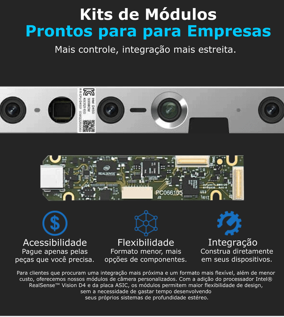 Imagem do Intel RealSense Depth Module D415 + Vision Processor D4 Board Bundle Kit com 10 Unidades