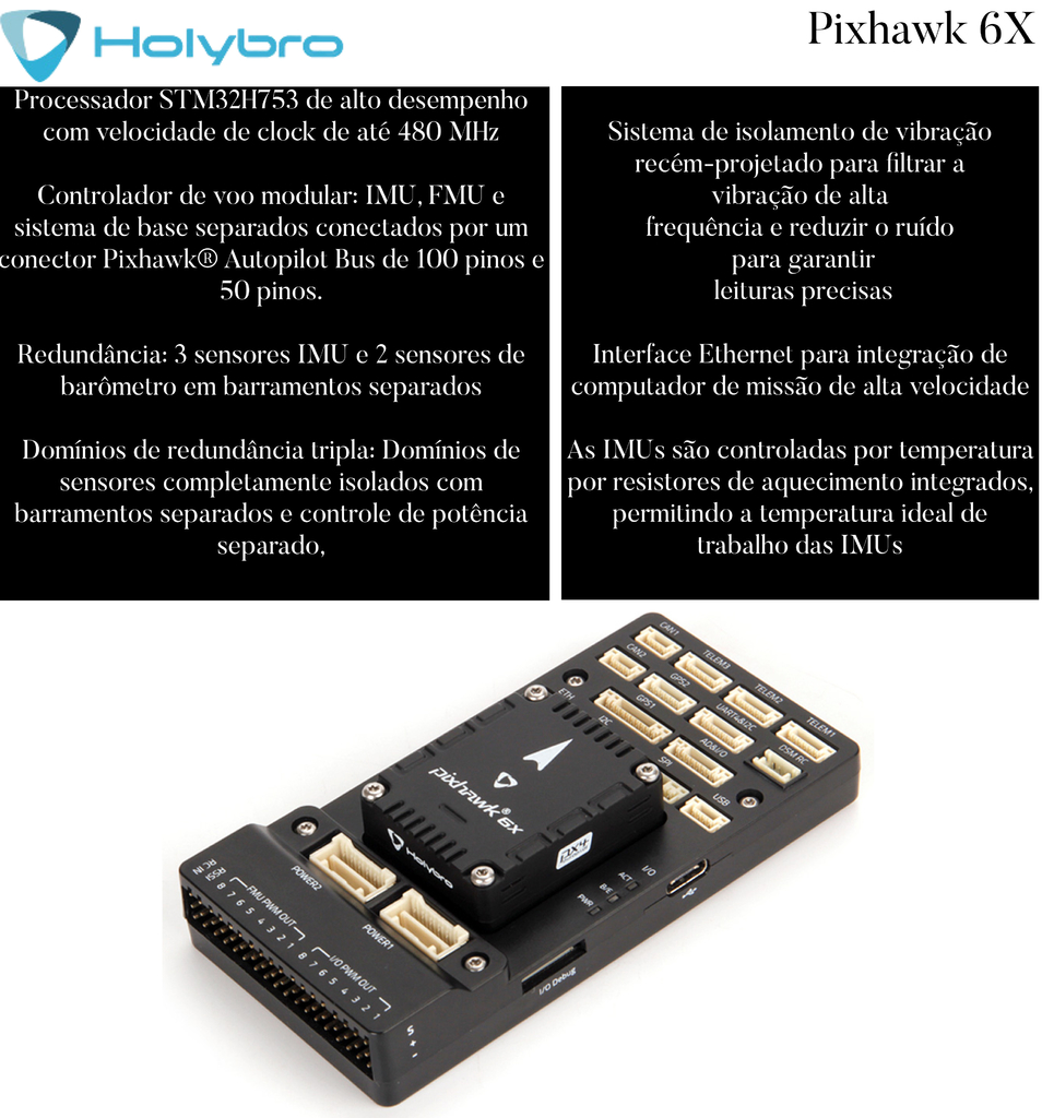 Image of Holybro Pixhawk 6X l Sistema de Voo & GPS l Controlador de voo modular l UAVs & Drones l 11053 l 18062 l 18074 l 18066 l 18078 l 20172 l 20173 l 20295 l 20175 l Escolha seu Kit