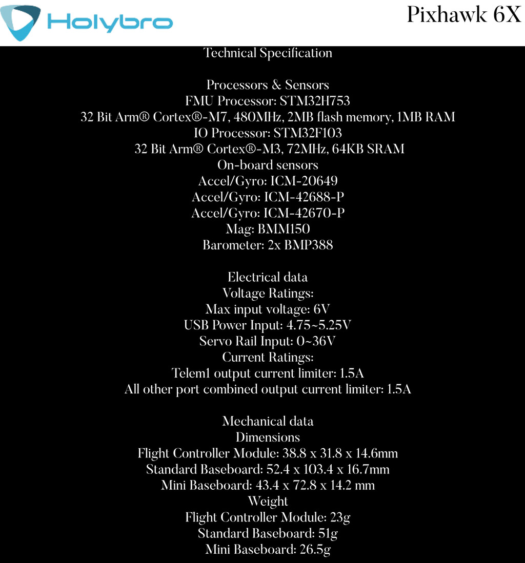 Holybro Pixhawk 6X (ICM-45686) + GPS + Power , 20315 , 20314 , 20301 , 20302 , 20296 , 20297