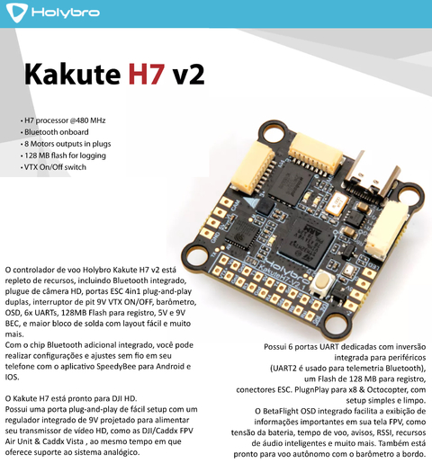 Holybro Kakute H7 V2 l Flight Controller with Bluetooth | FPV Flight Controller | Controlador de Voo l Drones, Robôs e UAVs | 11058 - comprar online